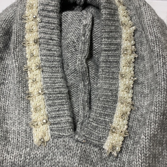 Anthropologie Maeve Embellished hat hat new gray pearl one size main image 4